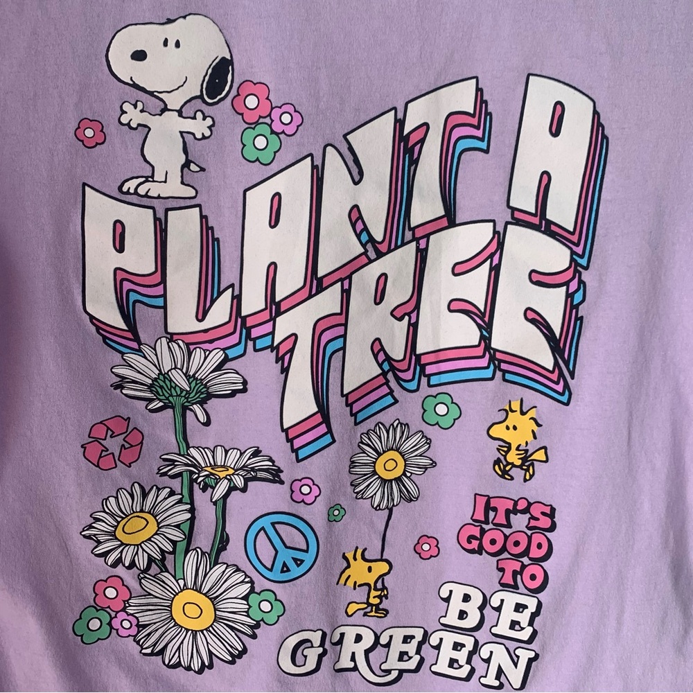 Purple Graphic Tee with Snoopy and Woodstock